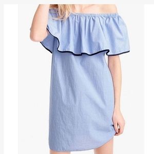 J CREW OFF-THE-SHOULDER LIGHT BLUE SHOULDER DRESS